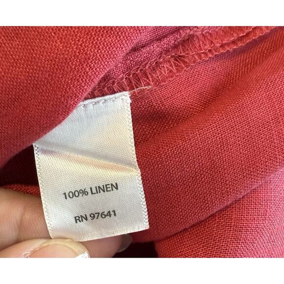 J. Jill Linen Blouse Sz LG Red Long Sleeve Lightweight Preppy Classic Staple EUC - Picture 7 of 13